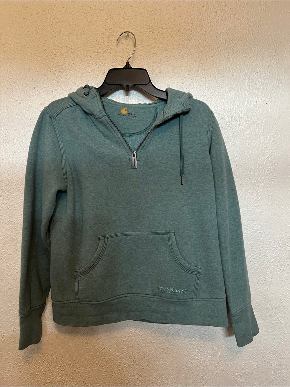 Carhartt Women's Teal Half-Zip Hoodie Sweatshirt